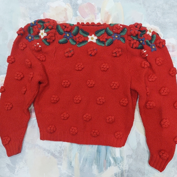 Rare Bavarian knit Cardigan in color Red - Picture 6 of 10